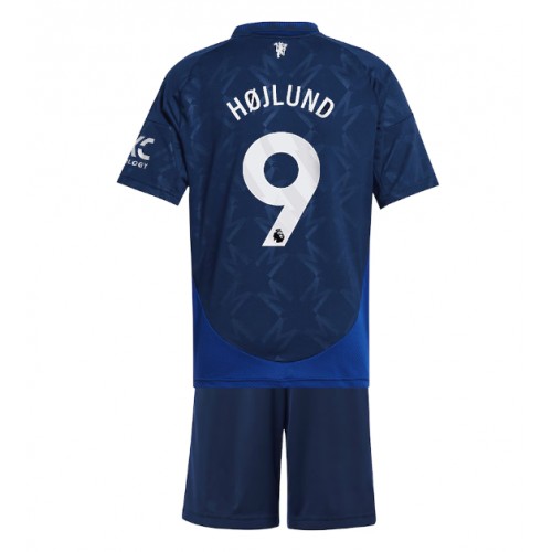 Dětský fotbalový dres Manchester United Rasmus Hojlund #9 2024-25 Venkovní Krátký Rukáv (+ trenýrky)